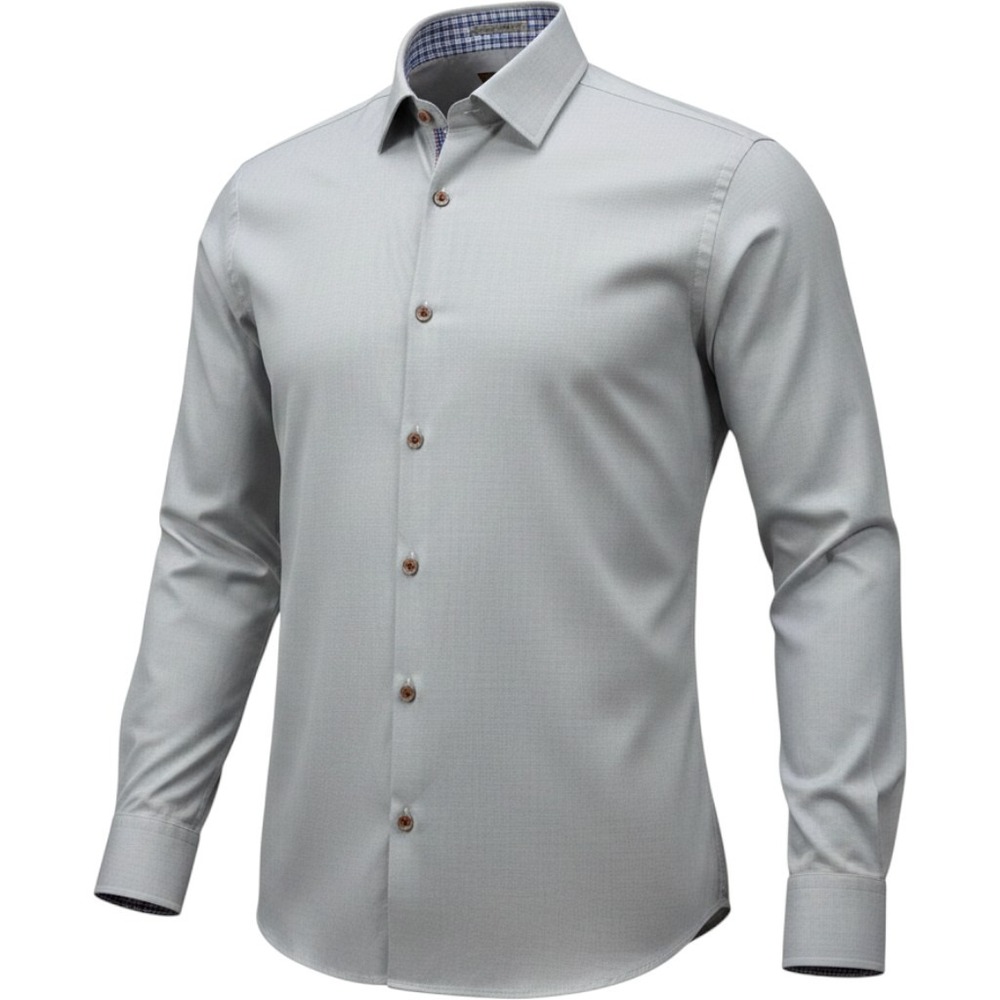 Ted Baker London Mens Gray Textured Cotton Long Sleeve Button Down Shirt Size 4‎